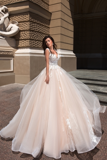 Свадебное платье Cupraea Tigris. Силуэт А-силуэт. Цвет Айвори / Капучино. Вид 4