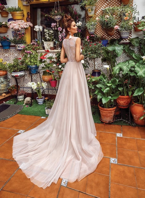 Свадебное платье Мэйси. Силуэт А-силуэт. Цвет оттенки Розового. Вид 2