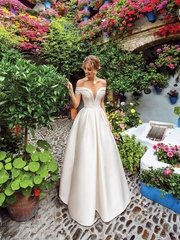 Свадебное платье Элитана. Силуэт А-силуэт. Цвет Белый / Молочный. Вид 1