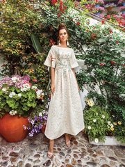 Свадебное платье Айрис. Силуэт А-силуэт. Цвет Айвори / Капучино. Вид 1