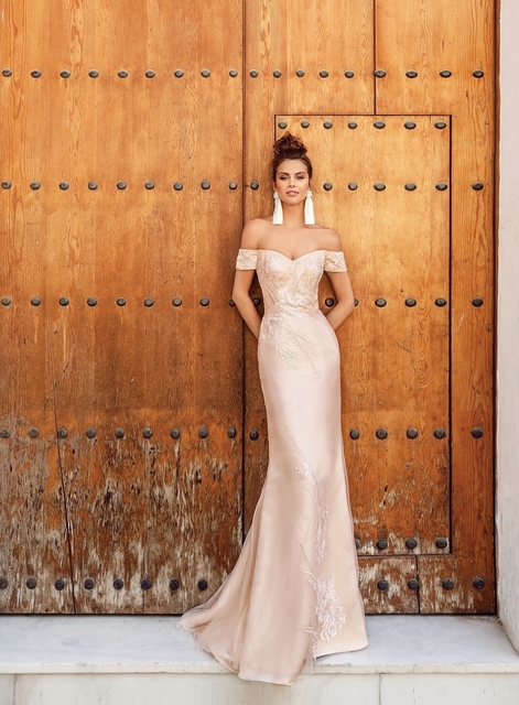 Свадебное платье Джессай. Силуэт Рыбка, А-силуэт. Цвет Айвори / Капучино. Вид 3