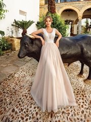 Свадебное платье Виа. Силуэт А-силуэт. Цвет Айвори / Капучино. Вид 1