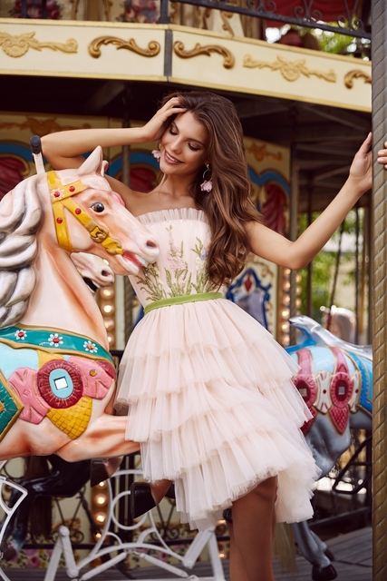 Свадебное платье Лоренис. Силуэт Пышное. Цвет оттенки Зеленого, оттенки Розового. Вид 2