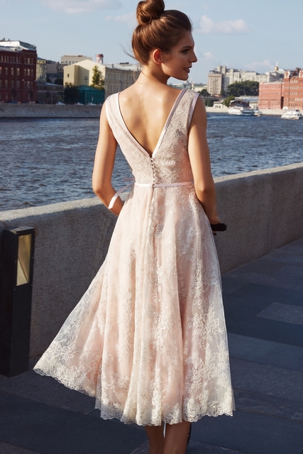 Свадебное платье Лилай. Силуэт А-силуэт. Цвет оттенки Розового. Вид 2