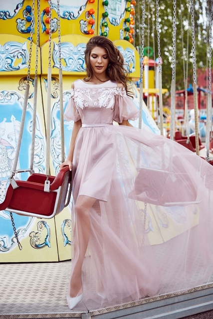 Свадебное платье Иланса. Силуэт А-силуэт. Цвет оттенки Розового. Вид 2