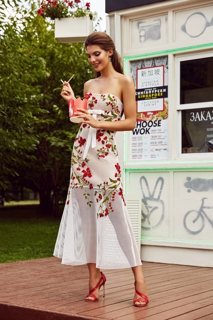 Свадебное платье Розалия. Силуэт Прямое. Цвет Белый / Молочный, оттенки Зеленого, Красный / Марсала. Вид 3