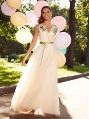 Свадебное платье Фейта. Силуэт А-силуэт. Цвет Айвори / Капучино, Голубой / Синий, оттенки Зеленого. Вид 1