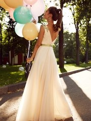 Свадебное платье Фейта. Силуэт А-силуэт. Цвет Айвори / Капучино, Голубой / Синий, оттенки Зеленого. Вид 2