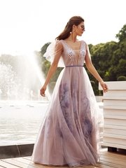 Свадебное платье Эгнис. Силуэт А-силуэт. Цвет Белый / Молочный, Голубой / Синий, Лавандовый / Фиолетовый. Вид 1