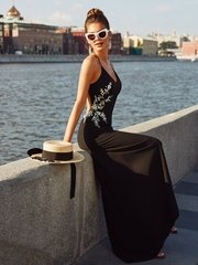 Свадебное платье Улла. Силуэт Прямое. Цвет Белый / Молочный, Голубой / Синий, оттенки Зеленого, Черный. Вид 1