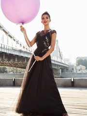 Свадебное платье Улла комплект. Силуэт А-силуэт. Цвет Белый / Молочный, Голубой / Синий, оттенки Зеленого, Черный. Вид 1