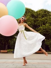 Свадебное платье Сэффи. Силуэт А-силуэт. Цвет Белый / Молочный, оттенки Зеленого. Вид 1