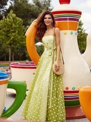 Свадебное платье Тэвви. Силуэт А-силуэт. Цвет Белый / Молочный, оттенки Зеленого. Вид 1