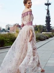 Свадебное платье Илавия. Силуэт А-силуэт. Цвет Белый / Молочный, Лавандовый / Фиолетовый. Вид 2