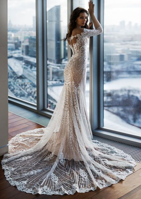 Свадебное платье Рейн. Силуэт Рыбка, Прямое. Цвет Айвори / Капучино. Вид 2