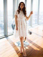 Свадебное платье Рокси. Силуэт А-силуэт. Цвет Айвори / Капучино. Вид 1