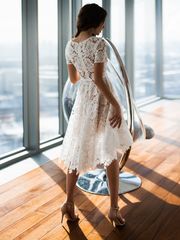 Свадебное платье Рокси. Силуэт А-силуэт. Цвет Айвори / Капучино. Вид 2