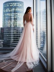 Свадебное платье Саманта. Силуэт А-силуэт. Цвет оттенки Розового. Вид 2