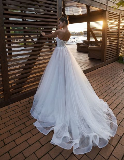 Свадебное платье Сиена. Силуэт А-силуэт. Цвет Айвори / Капучино. Вид 2