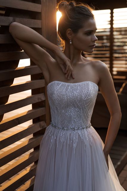 Свадебное платье Сиена. Силуэт А-силуэт. Цвет Айвори / Капучино. Вид 4