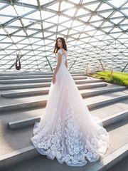 Свадебное платье Стэйси. Силуэт А-силуэт. Цвет Айвори / Капучино. Вид 2