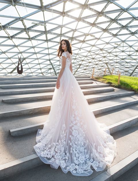 Свадебное платье Стэйси. Силуэт А-силуэт. Цвет Айвори / Капучино. Вид 2