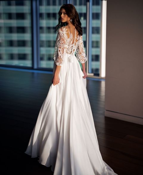 Свадебное платье Шейла. Силуэт А-силуэт. Цвет Белый / Молочный. Вид 2