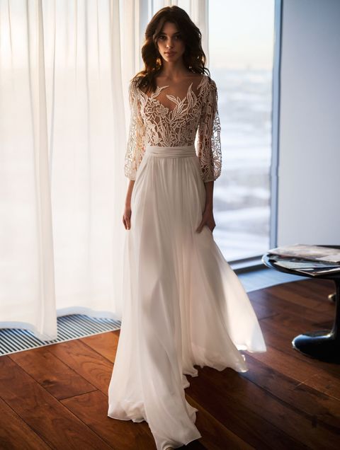 Свадебное платье Шейла. Силуэт А-силуэт. Цвет Белый / Молочный. Вид 3