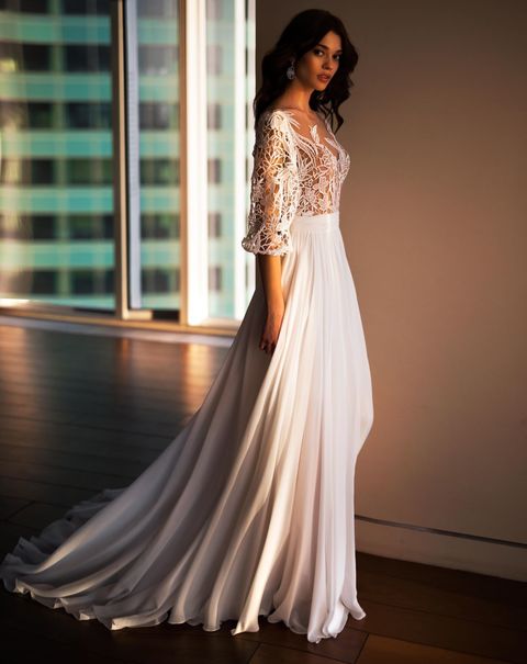 Свадебное платье Шейла. Силуэт А-силуэт. Цвет Белый / Молочный. Вид 4