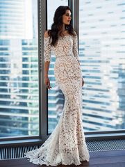 Свадебное платье Эльга. Силуэт Рыбка. Цвет Белый / Молочный. Вид 1