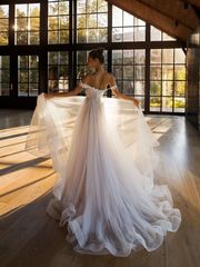 Свадебное платье Эмми. Силуэт А-силуэт. Цвет Айвори / Капучино, оттенки Розового. Вид 2