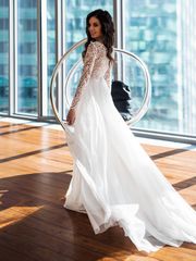 Свадебное платье Ясмина. Силуэт А-силуэт. Цвет Белый / Молочный. Вид 2