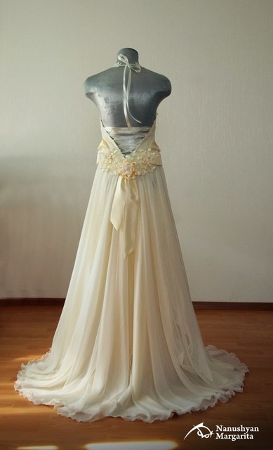 Свадебное платье Шампанское. Силуэт А-силуэт. Цвет Белый / Молочный. Вид 2