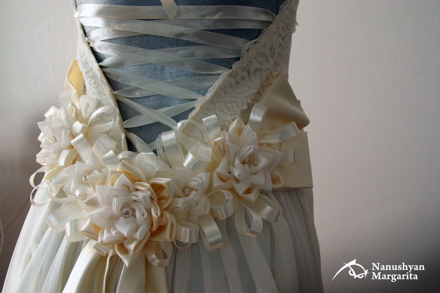 Свадебное платье Шампанское. Силуэт А-силуэт. Цвет Белый / Молочный. Вид 3