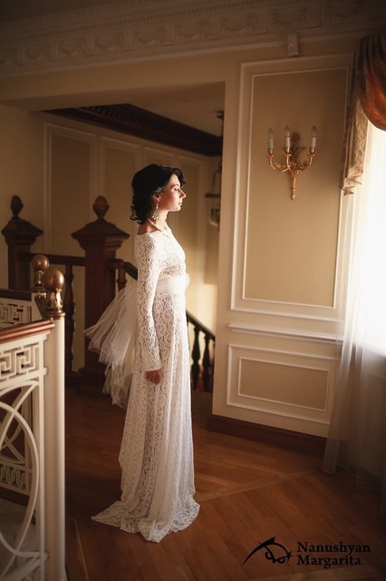 Свадебное платье Кристина. Силуэт Прямое. Цвет Белый / Молочный. Вид 3