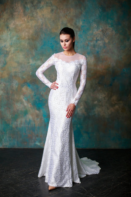 Свадебное платье Кристин. Силуэт Рыбка. Цвет Белый / Молочный. Вид 2