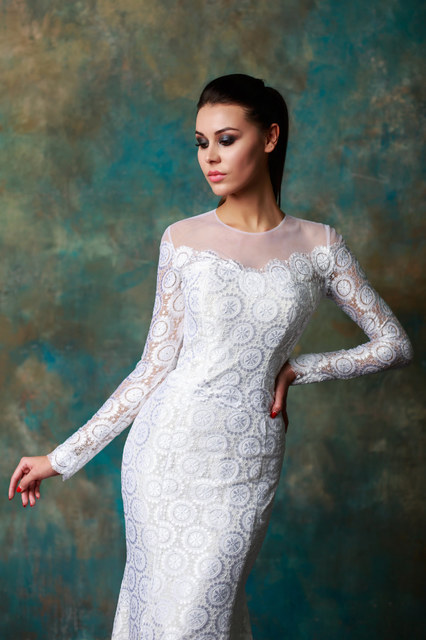 Свадебное платье Кристин. Силуэт Рыбка. Цвет Белый / Молочный. Вид 3