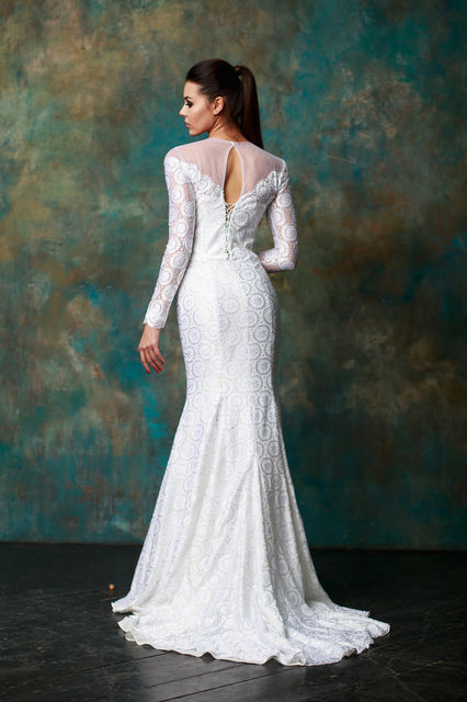 Свадебное платье Кристин. Силуэт Рыбка. Цвет Белый / Молочный. Вид 4