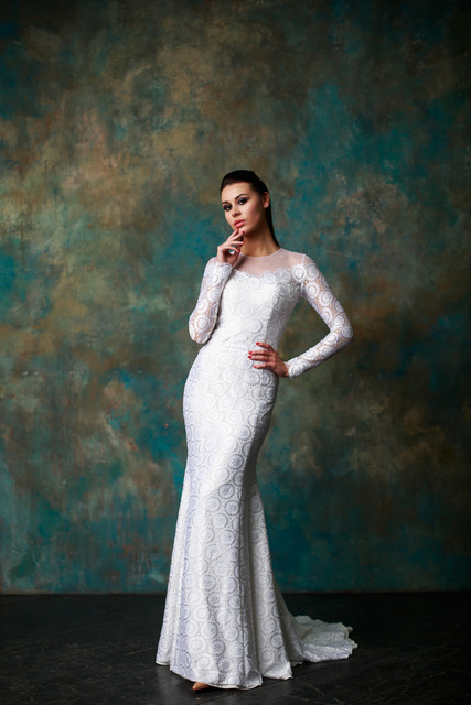 Свадебное платье Кристин. Силуэт Рыбка. Цвет Белый / Молочный. Вид 5