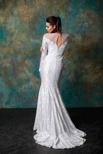 Свадебное платье Кристин. Силуэт Рыбка. Цвет Белый / Молочный. Вид 6