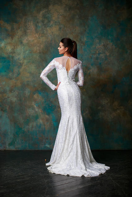 Свадебное платье Кристин. Силуэт Рыбка. Цвет Белый / Молочный. Вид 7