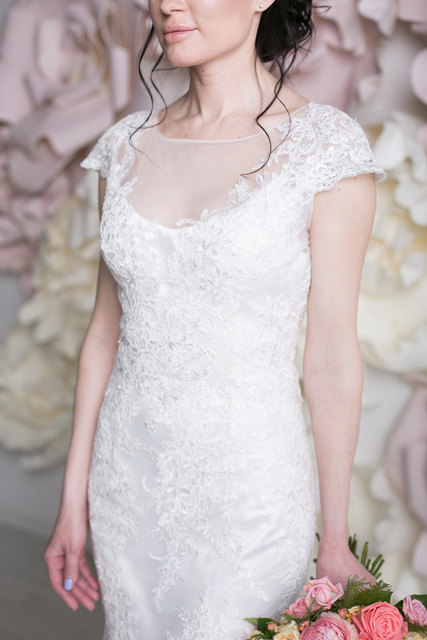 Свадебное платье Лакрес. Силуэт Рыбка. Цвет Белый / Молочный. Вид 5