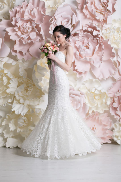 Свадебное платье Мерджори. Силуэт Рыбка. Цвет Белый / Молочный. Вид 7