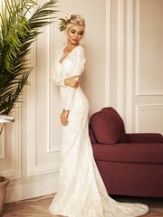 Свадебное платье Натали. Силуэт Рыбка. Цвет Айвори / Капучино. Вид 1