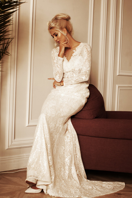 Свадебное платье Натали. Силуэт Рыбка. Цвет Айвори / Капучино. Вид 2