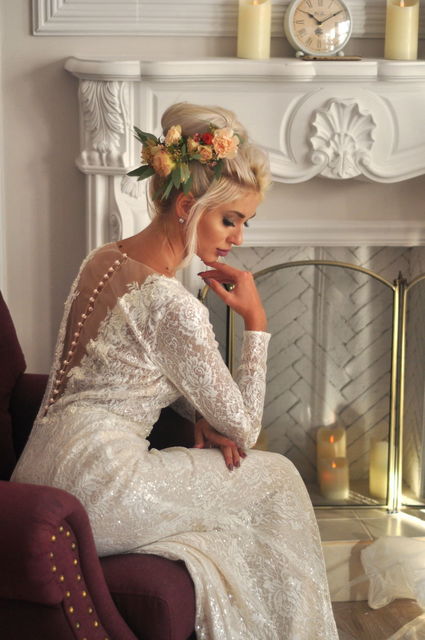 Свадебное платье Натали. Силуэт Рыбка. Цвет Айвори / Капучино. Вид 5