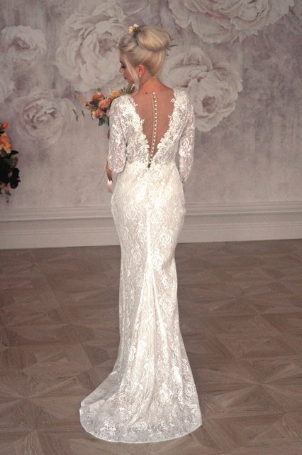 Свадебное платье Натали. Силуэт Рыбка. Цвет Айвори / Капучино. Вид 6