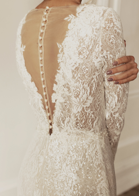 Свадебное платье Натали. Силуэт Рыбка. Цвет Айвори / Капучино. Вид 8