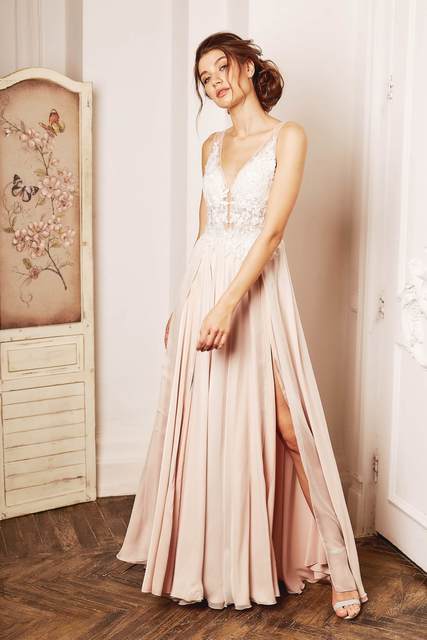 Свадебное платье Вилайя. Силуэт А-силуэт. Цвет оттенки Розового. Вид 2