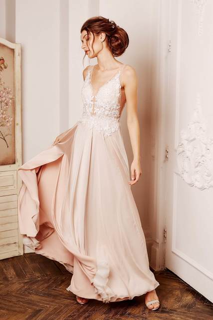 Свадебное платье Вилайя. Силуэт А-силуэт. Цвет оттенки Розового. Вид 3